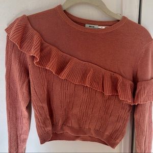 Kimichi Blue Ruffle Cropped Sweater